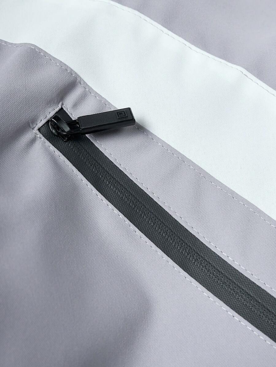 PAVTROS Veste à capuche à manches longues pour hommes avec design patchwork bicolore, coupe-vent léger style Y2K Techwear