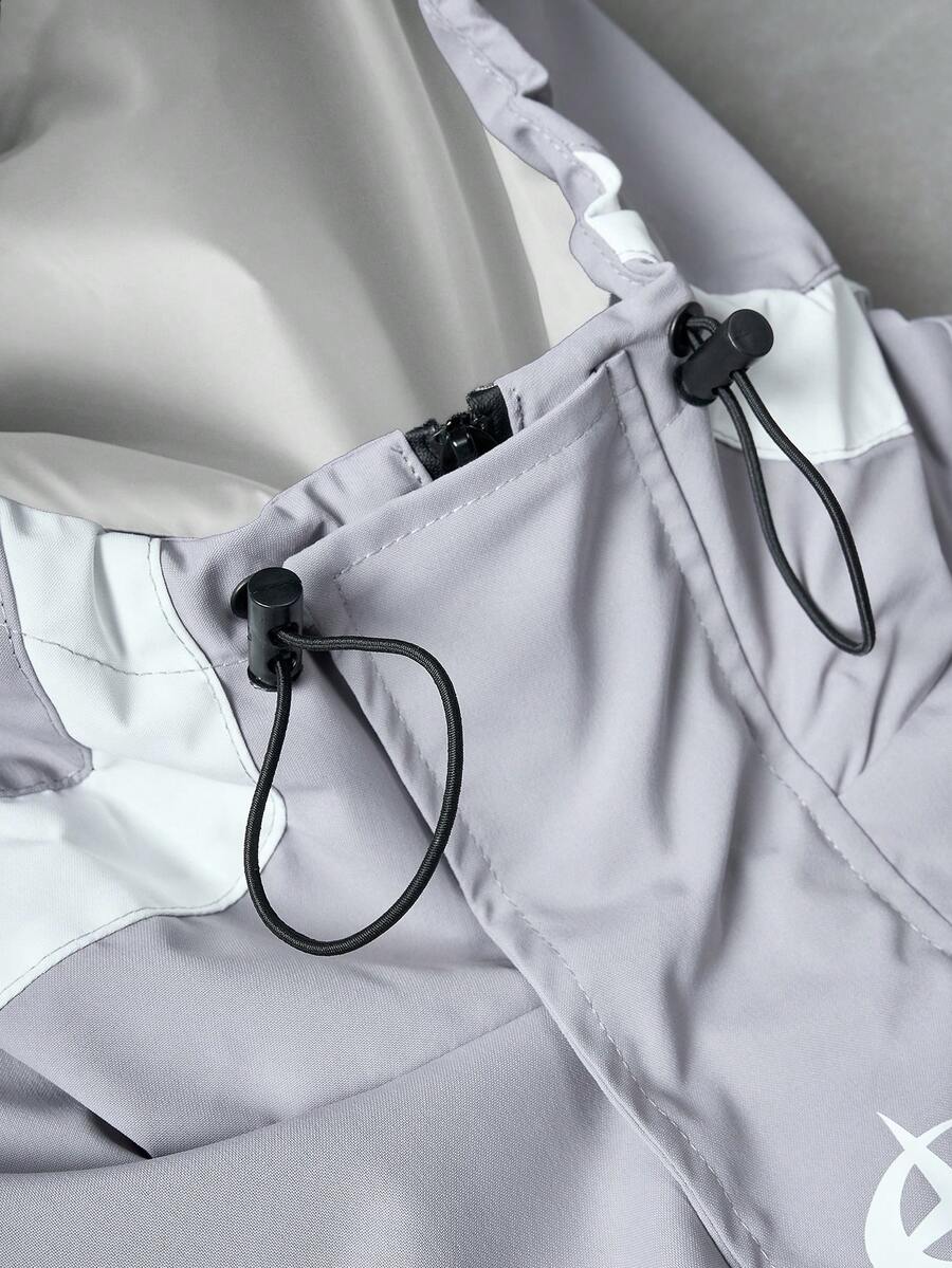 PAVTROS Veste à capuche à manches longues pour hommes avec design patchwork bicolore, coupe-vent léger style Y2K Techwear