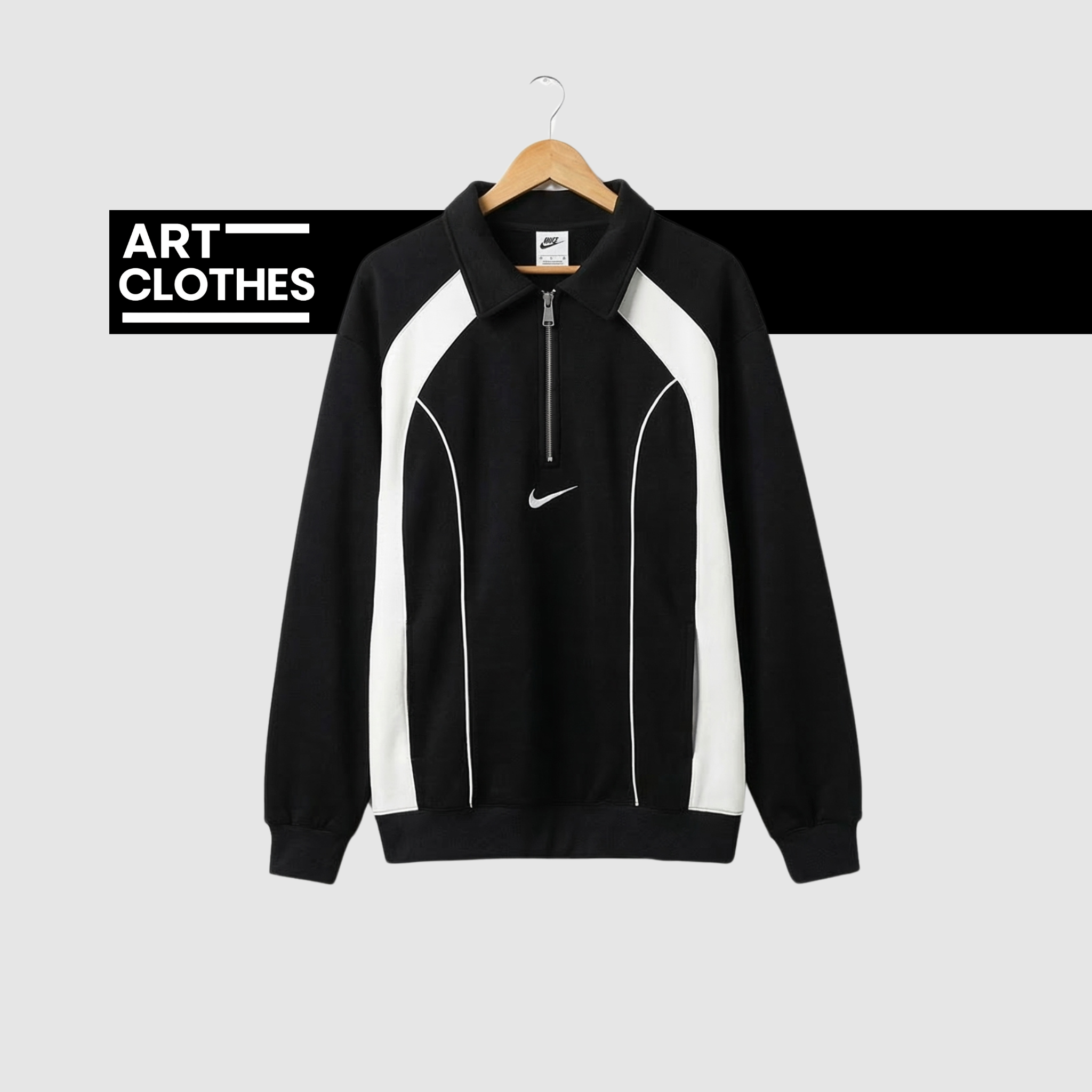 Ensemble Nike Bicolore Demi-Zip - Noir/Blanc