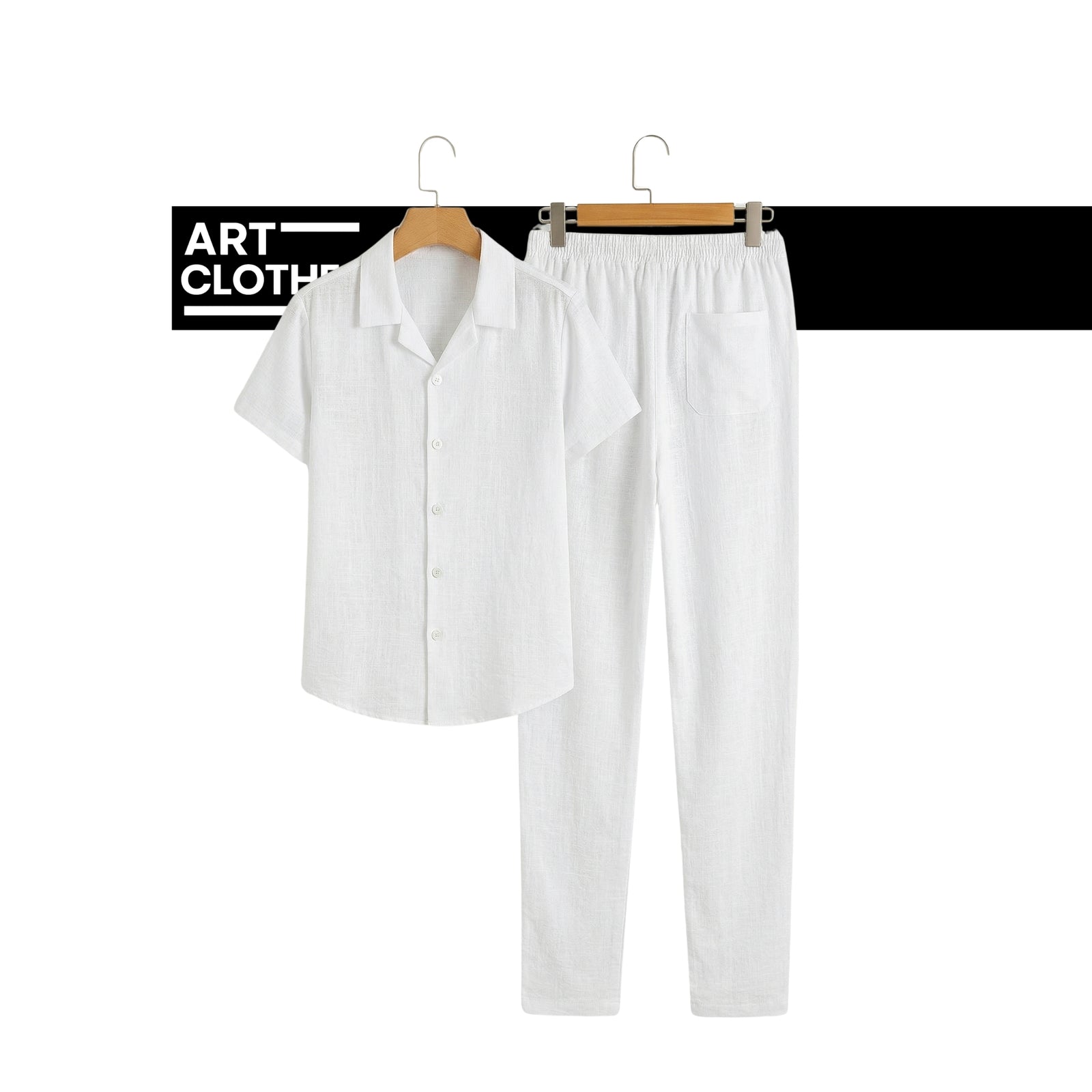 Ensemble Élégance Nature – Chemise & Pantalon en Lin (Blanc, Noir, Beige)