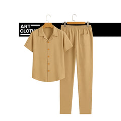 Ensemble Élégance Nature – Chemise & Pantalon en Lin (Blanc, Noir, Beige)