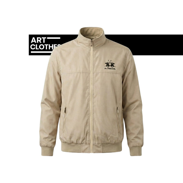 Veste Bomber Homme La Martina - Beige Sable & Noir - Qualité Premium